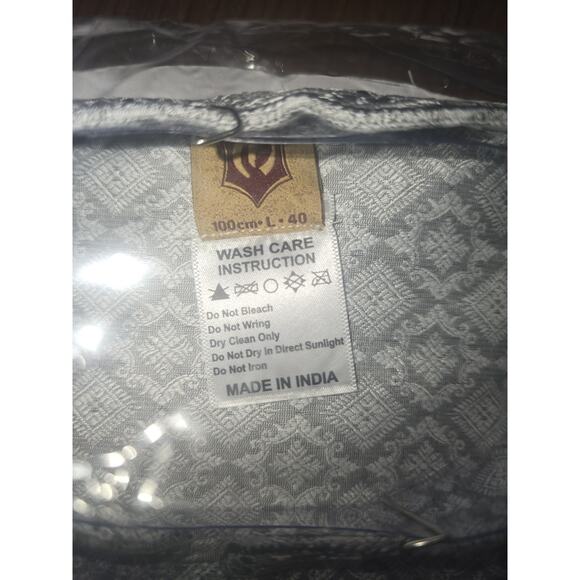 Manyavar Men Blended Cotton Embroidered Kurta Pyjama Set SZ L Gray Top - Picture 8 of 12